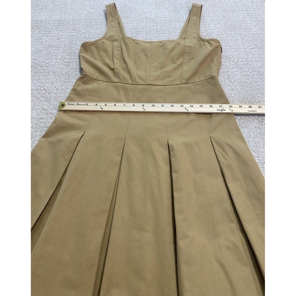 J.CREW Beige Pleated Smocked Square Neck A-Line Cotton Knee Dress Size 10 - Picture 13 of 15